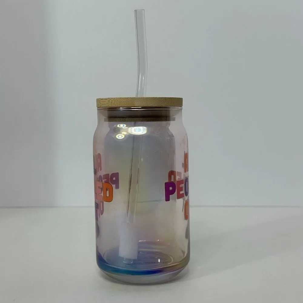 All Peopled Out Glass Tumbler with Bamboo Lid and Straw
